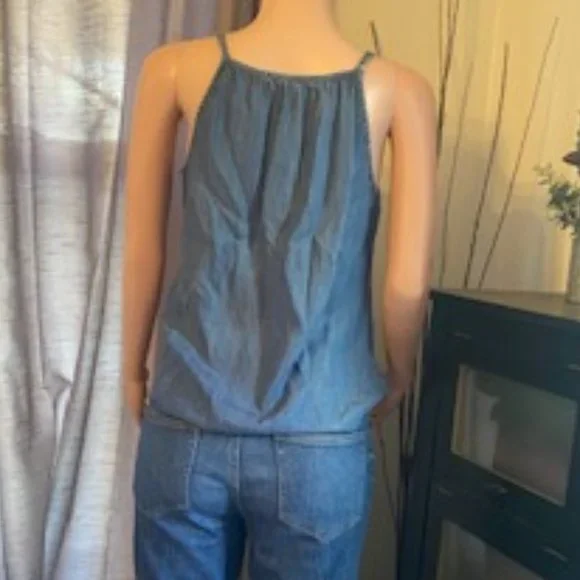 Lovestitch Strappy Chambray Tank Top - Picture 2 of 2